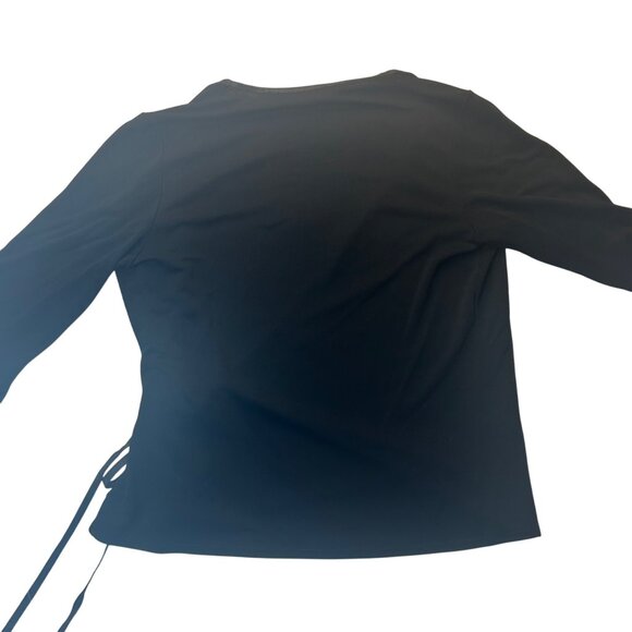 Max Studio Black Stretchy Wrap Top With Tie Closure Womens Size M - Picture 3 of 6